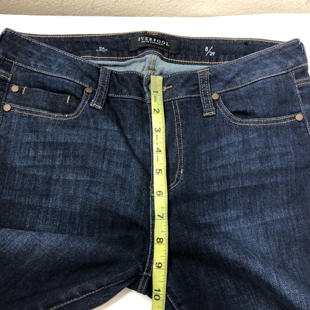 Liverpool The Crop Stretchy Dark Wash Slim Straight Mid Rise Jeans women's 8/29 - Picture 9 of 13